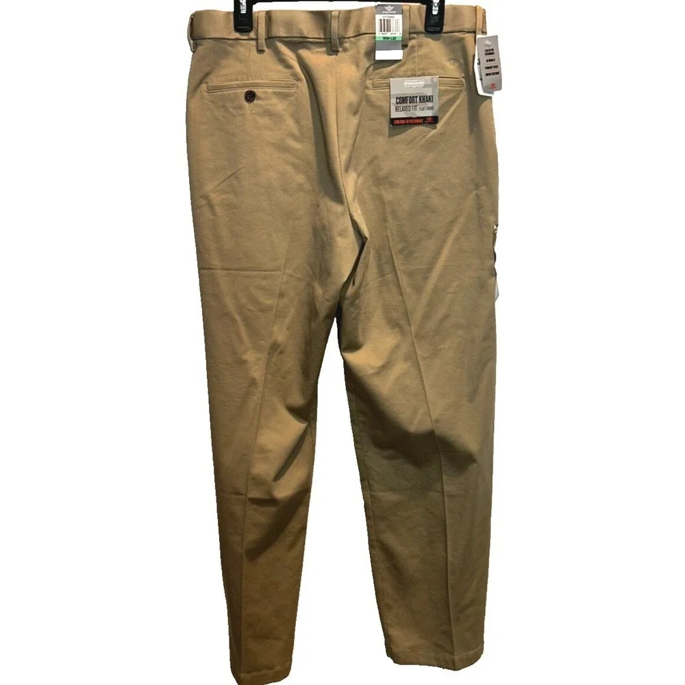 Dockers Comfort Khaki 34x32 Mens Tan Relaxed Fit Flat Front Stretch‎ Pants NWT